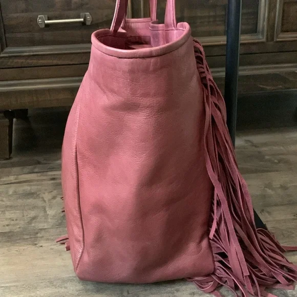 FRYE “VIVIAN” BURGUNDY LEATHER FRINGE BOHO PURSE - Picture 5 of 11